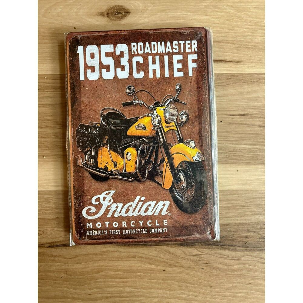 Vintage Style Indian Motorcycle 1953 Roadmaster Chief Metal Sign